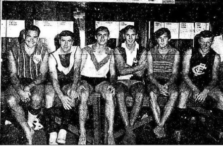 Pictured above arc some of the team's senior players and star recruits 
Captain-coach Ron Barassi, Dick Vandenberg, Alex Jesaulenko (from Canberra),
 Brian Kekovitch, Denis Munari, and Ron Auchettl.