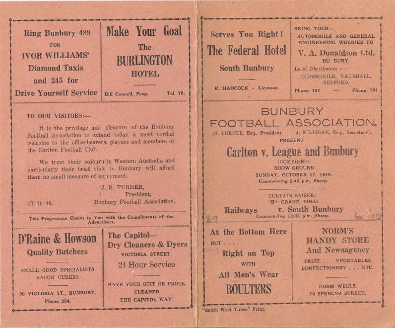 1948: Carlton in Bunbury