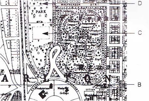 1888 Allen & Tuxen map of Carlton enlarged Capture