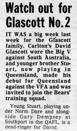 1987 - Stuart Glascott in the QAFL (03/06/87).