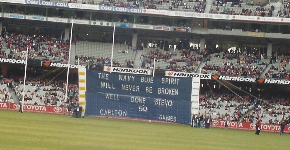 2006 Rnd 8 v St.Kilda at MCG
Nick Stevens' 50th game banner
Image: courtesy of K. McNair 