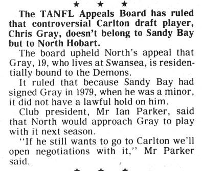 1983 - Chris Gray to the Appeals Board (04/08/83).