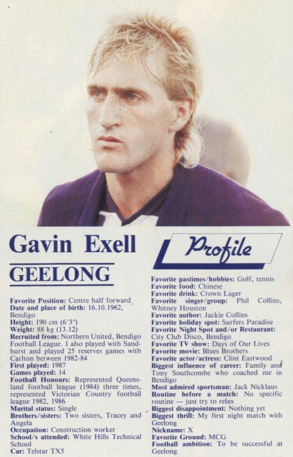 1987 - Ex Blue Gavin Exell (29/08/87).