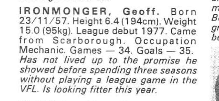 1984 - Former Blue; Geoff Ironmonger snippet.