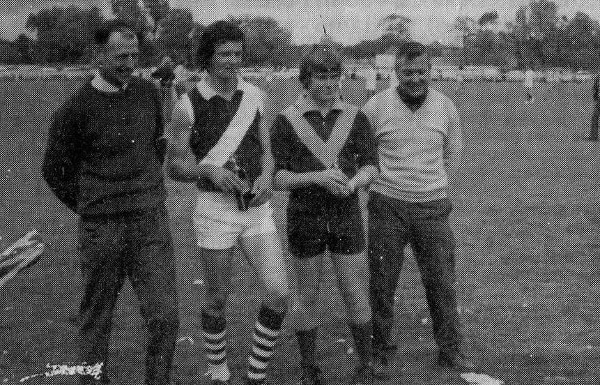 1974- Fathers Don Collins (L) and Ken Gladman ( R) with there sons David Collins Bridgewater (future Blues reserves player)who won the LVFL junior best & fairest and runner - up Neil Gladman BL Serpen