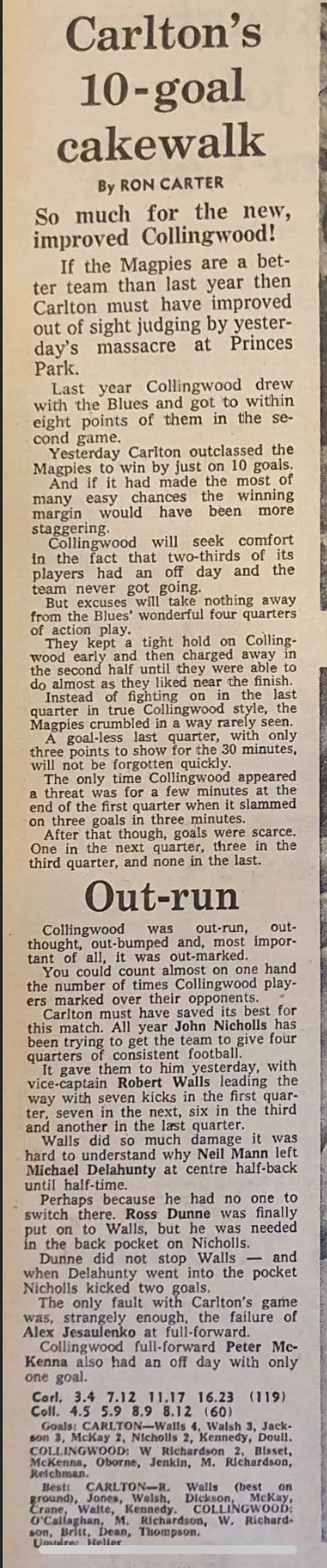 1973 Rd 7 - Carlton smash the Pies.