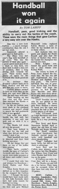 1971 Rd 20 - Match Review Vs Hawthorn.