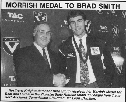 1992 - Morrish Medallist: Blues 2's Player Brad Smith.