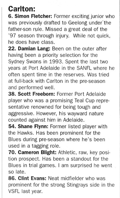 1998 - Carlton Rookies.