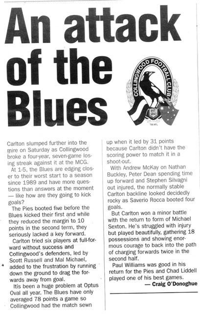 1998 Rd 6 - Match Review Vs Magpies.