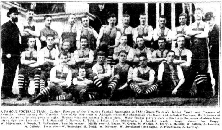 1887 Carlton team in Adelaide
Trove; Sporting Globe August 09 1930