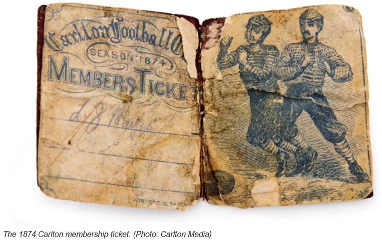 1874 Carlton Membership Ticket. (opened)
CFC image