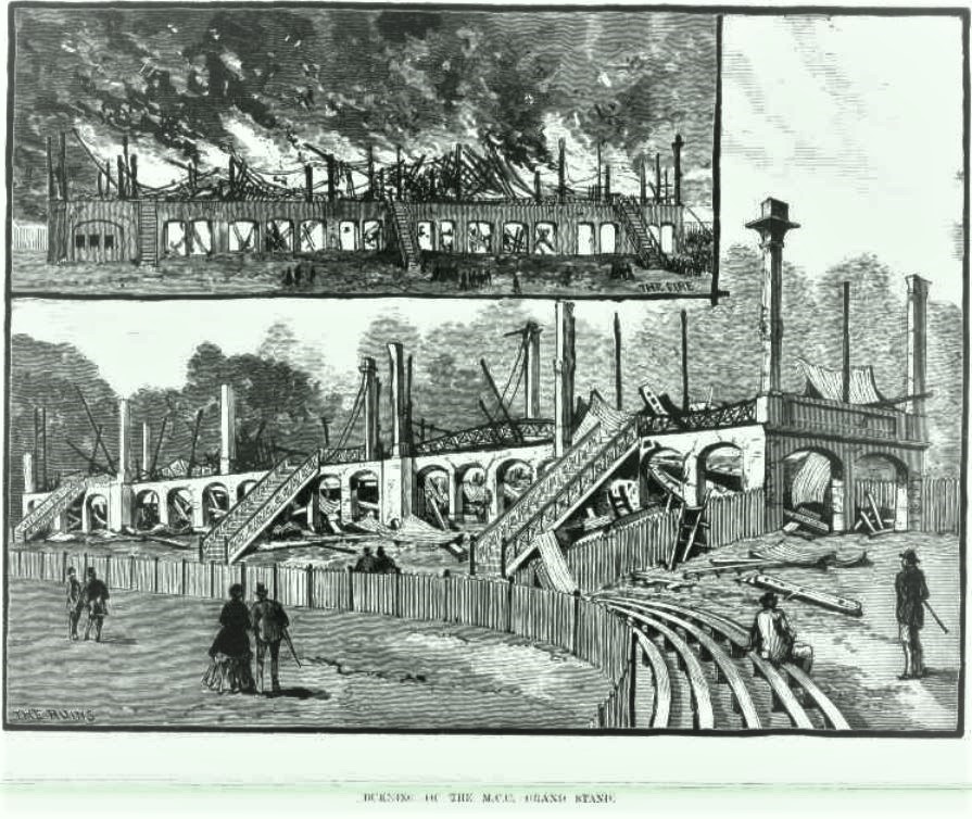 1884 MCG Reversible grandstand destroyed by fire.
Trove: Australasian Sketcher (Adelaide edition)
September 22 p5 