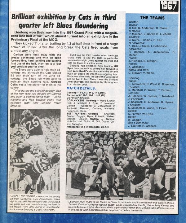 1967 Prelim Final Vs Geelong.