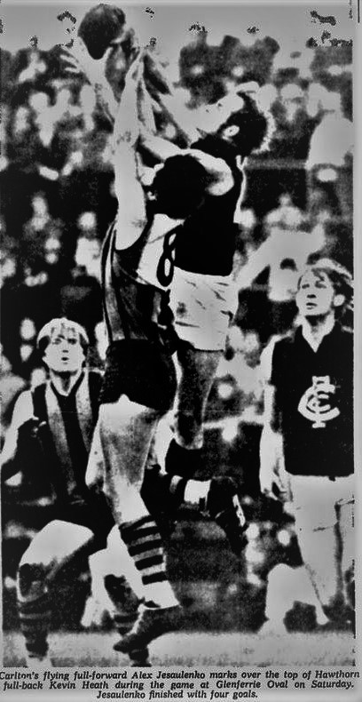 1970 Rnd 20 v Hawthorn at Glenferrie 
Alex Jesaulenko and David McKay
Image: Age August 17