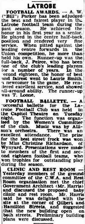 1950 - Future Blue Parker win's Latrobe's B&F (5/10/50).