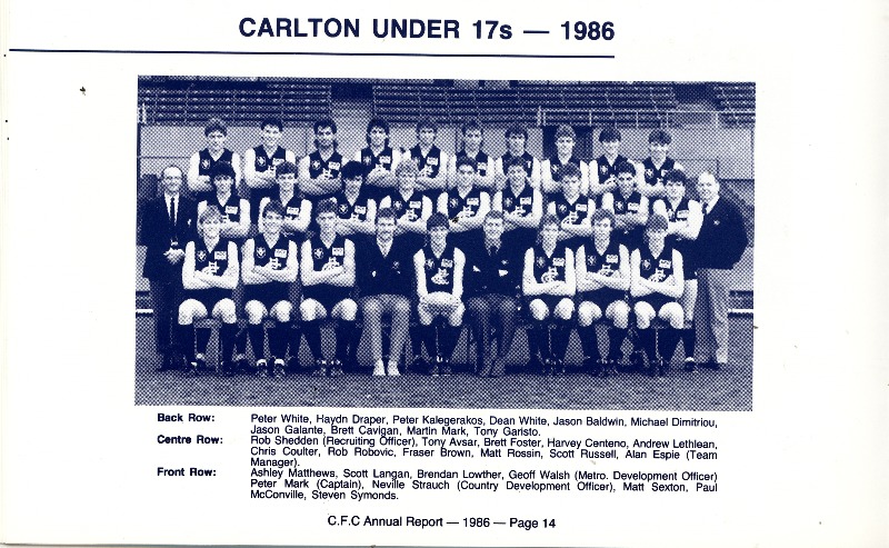 Carlton Under 17s 1986