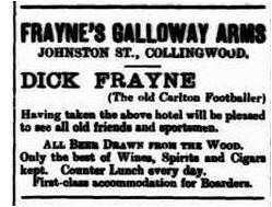 Advert. Dick Frayne's Hotel