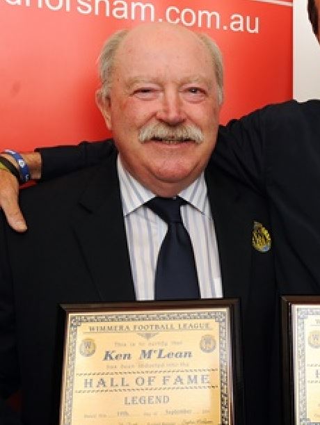 Accepting his entry to Wimmera Football League hall of fame.