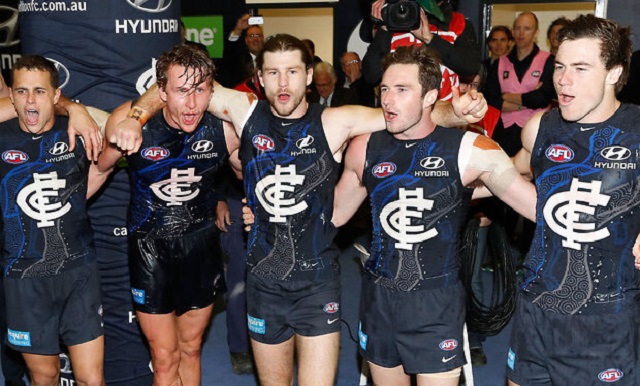 Left to right: Ed Curnow, Daniel Gorringe, Bryce Gibbs, Jed Lamb & Lachie Plowman. Image courtesy of Carlton Media.