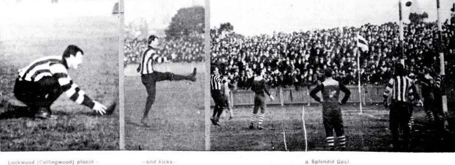 1903 Place Kick
Collingwood vs Carlton Victoria Park
Trove; Punch June 18 p14 