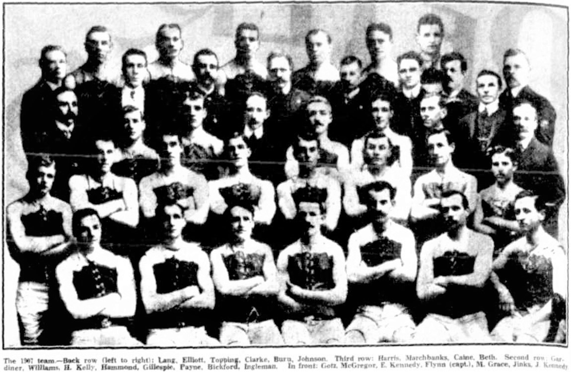 1907 Carlton team 
Trove; Sporting Globe July 25 1936
"Burn" is George Bruce and "Beth" is Les Beck