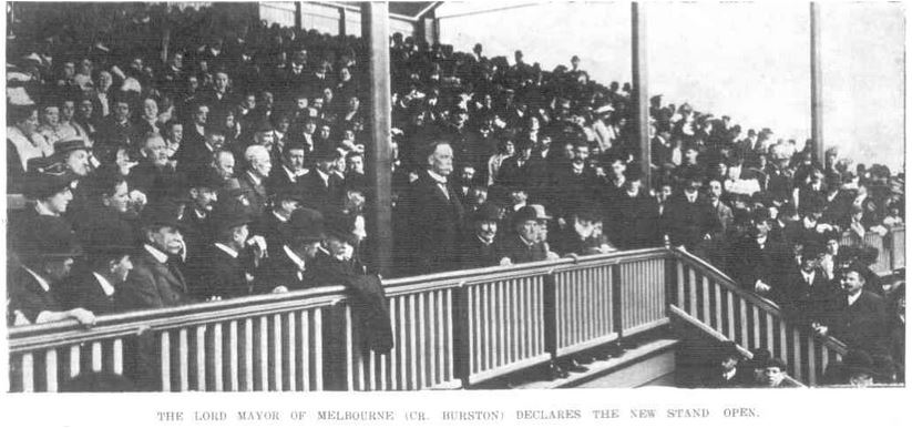 1909 Rnd 9 Opening of Gardiner Stand
vs Essendon Princes Park
Trove, SLV; Punch June 24