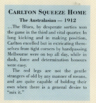 1912 Rd 14 - Carlton squeeze home.