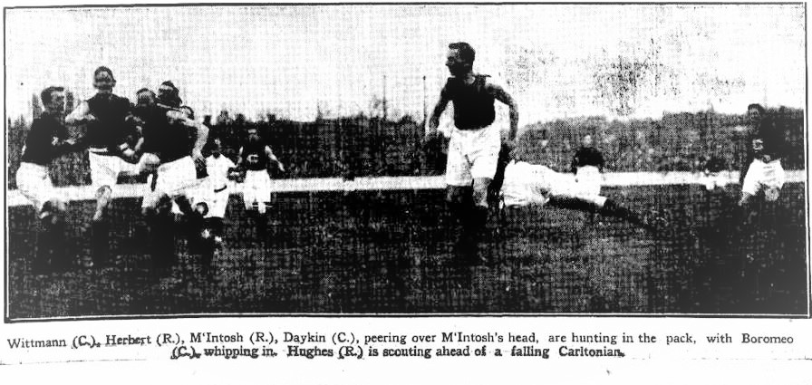 1921 Rnd 1 v Richmond at Punt Road 
Trove: Herald May 07 sporting edition