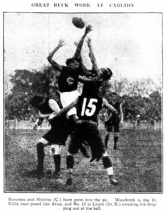 1921 Rnd 3 v StKilda - Boromeo and Hiskins at Princes Park
Trove: Herald sporting edition May 21 p1