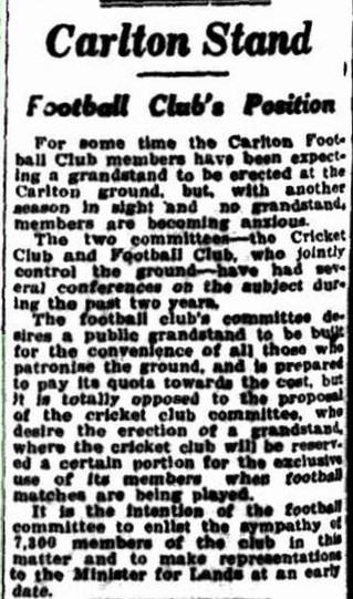 1928 Carlton grandstand 
Sporting Globe December 22 p2