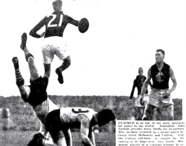 1934 Frank Gill (21) Rnd 13 v South Melbourne
Trove; Daily News W.A. August 13 