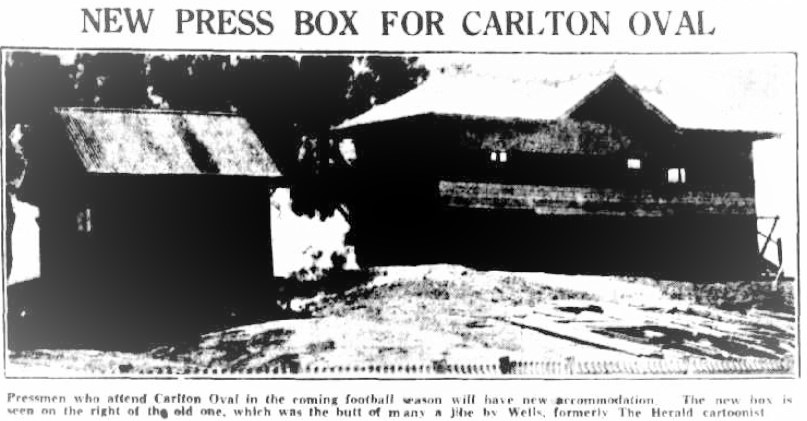 1934 New press box alongside the old one.
Trove: The Herald February 26 p3 