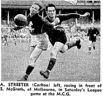 1948 Rnd 7 Allan Streeter v Melbourne
Image: Age May 31 p8