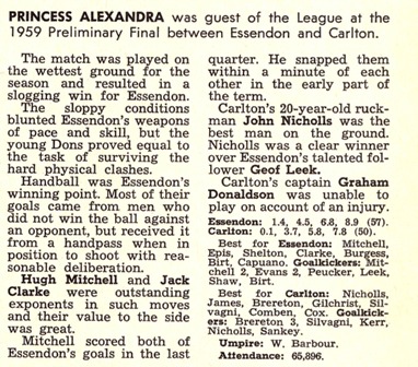 1959 Prelim Final Vs Essendon.