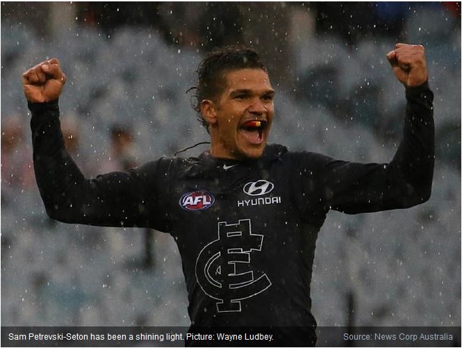 2017 Rnd 3 v Essendon
Sam Petrevski-Seaton wearing the "Blue-Out" Guernsey
Image: News Corp